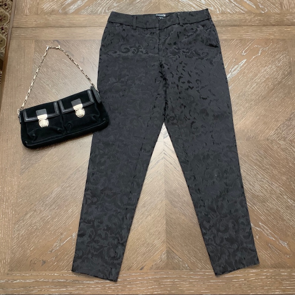Vintage 90’s Forever 21 black on black print pants Size XS